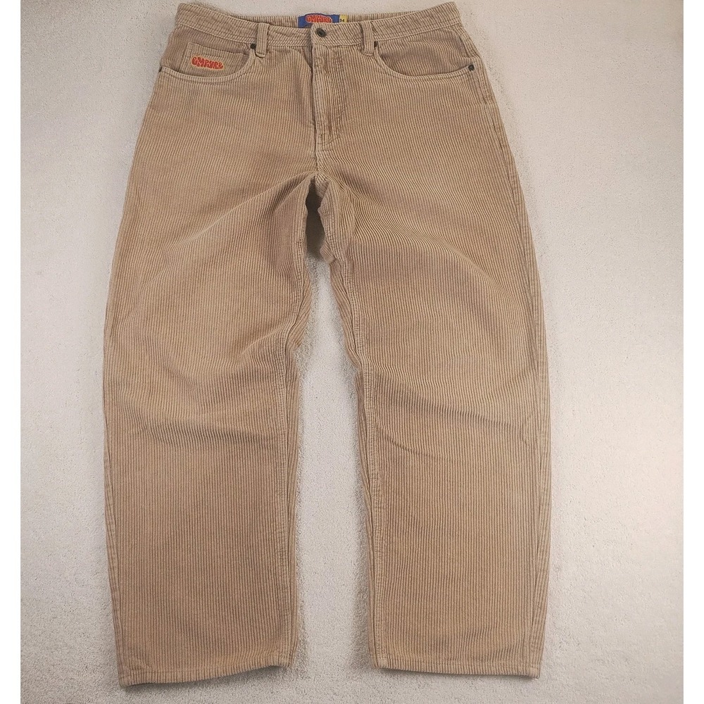 Empyre Relax Corduroy Pants Size 34x 28 Khaki Baggy Wide Leg Skater Y2K Grunge